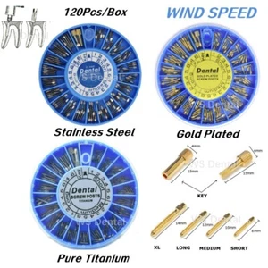 120PCS Dental Screw Post Titanium Kit Gold/Silver Plated Conical Root Canal Pins - Picture 1 of 15