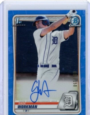 2020 Bowman Draft Chrome True Blue Refractor 1st /150 Gage Workman #CDA-GW Auto - Image 1 of 2
