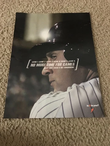 Vintage GATORADE DEREK JETER GAME 7 "NO TOMORROW" Poster Print Ad N.Y. YANKEES Cover