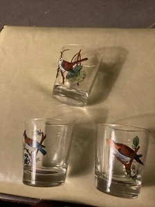 Set Of 3 Hocking Drinking Glasses 10 oz Carolina Turtle Dove Cedar Bird Sparrow - Picture 1 of 9