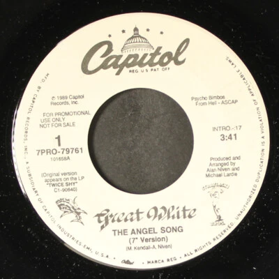 GREAT WHITE: the angel song CAPITOL 7" Single 45 RPM - Image 1 of 2