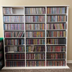 Wood Media Storage Cabinet CD DVD VHS Movie Organizer Wall Mount Shelf White - Picture 1 of 8