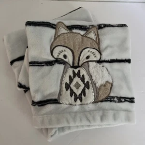 Bailey Blanket - Levtex Baby Target Fleece Lovey Fox White Black Herringbone - Picture 1 of 5