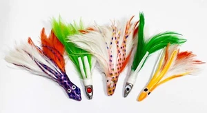 Paquete de 5 señuelos de arrastre de plumas de atún para pesca de caza mayor multicolor - Imagen 1 de 6