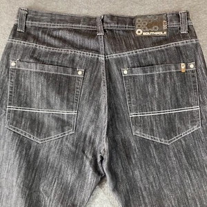 Y2K South Pole Baggy Jeans Mens 38X32 Skater Hip Hop Black Denim - Picture 1 of 13