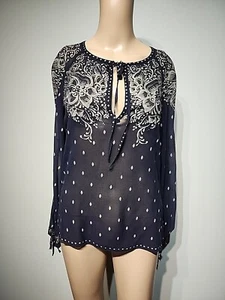 Isabel Marant Etoile Navy Silk Chiffon Sheer Print Blouse Size FR 36/4 NWT - Picture 1 of 8