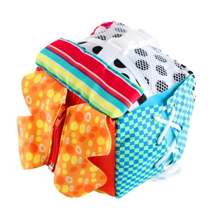 Cubic Activity Learning Toy with Zippers, Latches, Buckles, Laces, Snaps, Button - Picture 1 of 12