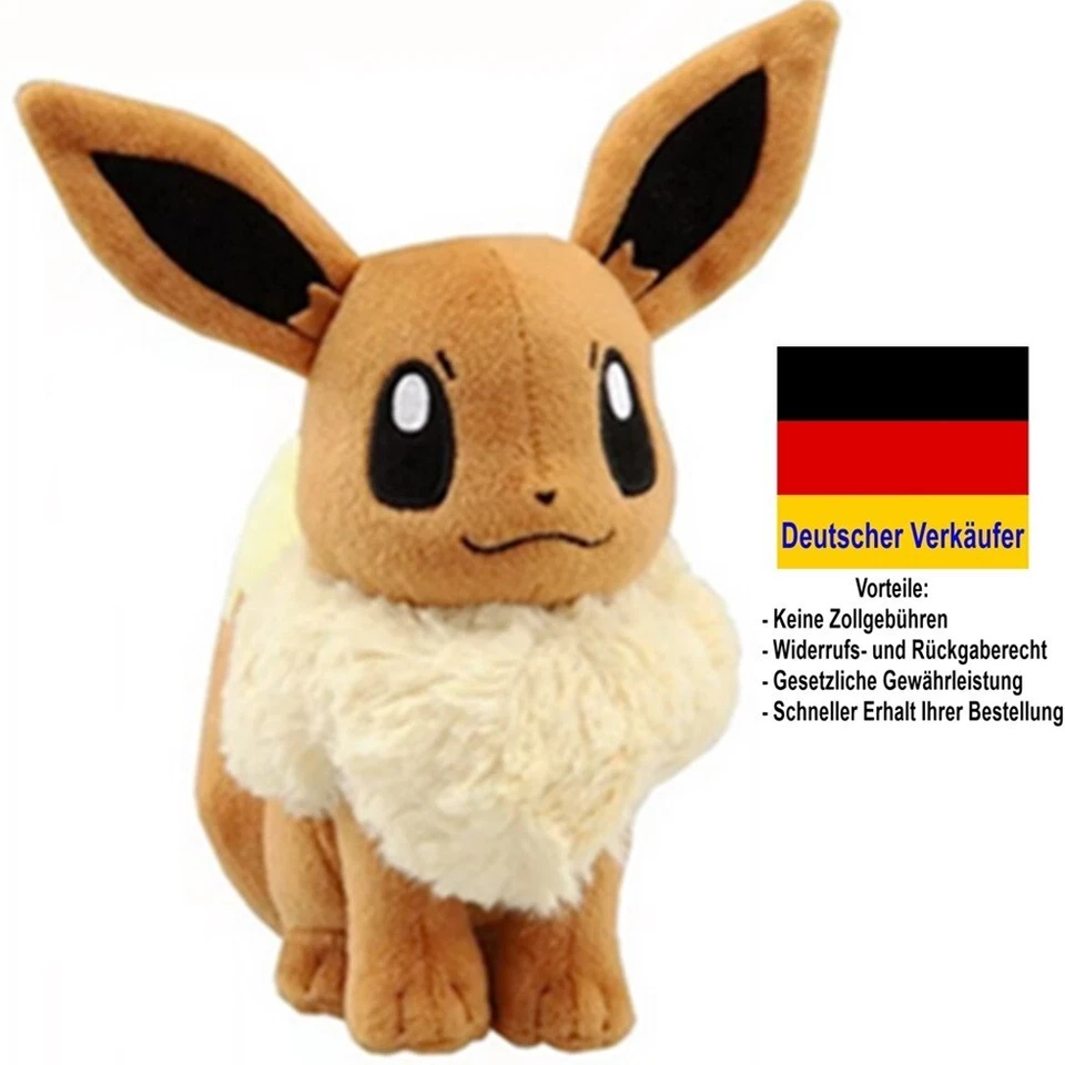 K.A. C24 - Pokemon Plüschtier Evoli Eevee Braun 27 cm Stofftier Plüsch Figur Sammeln