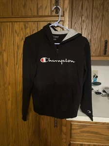 Champion Zip Up Hoodie Black Youth Size Large - Picture 1 of 5