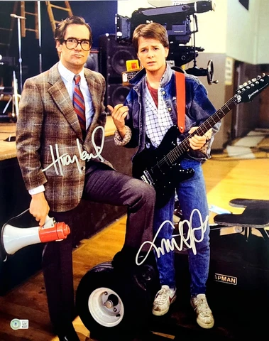 MICHAEL J FOX & HUEY LEWIS Signed Autograph "BACK TO THE FUTURE" 16x20 Photo BAS Cover
