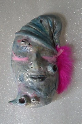  OOAK Hand made Ceramic  celestial moon Face wall hanging  - Image 1 of 4