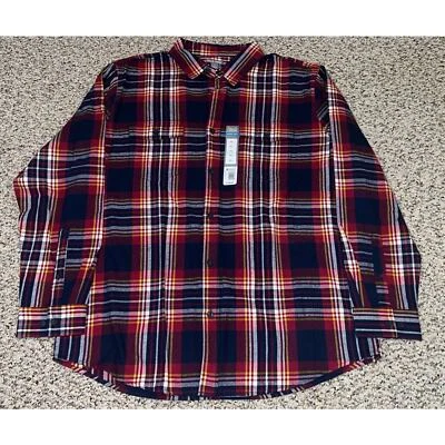 New Falls Creek Mens Super Soft Navy, Red, Yellow Plaid Flannel LS Shirt XL - Image 1 of 4