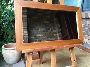 Decorative Wall Mirror Teak Stained Wood Frame 70cm x 42cm - Picture 1 of 5