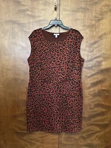 Nine West Cap Sleeve Mini Sheath Dress Womens XXL Brown Animal Print Ponte Knit - Picture 1 of 14