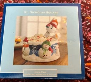 NIB St Nicholas Square Dip Mix Set Bowl & Spreader-Snow Days Christmas Decor - Picture 1 of 7