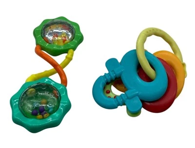 Bright Starts Baby Rattle & Key Teether Toy Set Lot of 2 Multicolor - Изображение 1 из 4