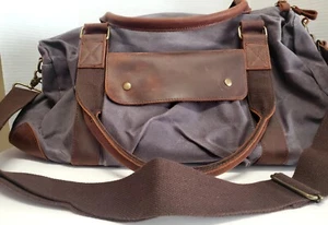 Woosir Sports Gear Bag Seesack Waxed Grey Canvas Leather Brass Accents John Woo - Bild 1 von 14