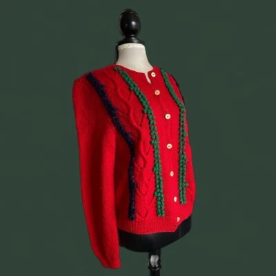 Lindo suéter/cardigã feminino vintage lã pura Preswick & Moore P - Imagem 1 de 4