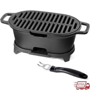 Portable Cast Iron Hibachi Grill Tabletop Charcoal BBQ Outdoor Camping 2 People - Picture 1 of 6