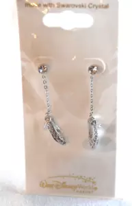 Arribas Cinderella Shoe Dangle Disney Silver-Tone Earrings W/Swarovski Crystals - Picture 1 of 4