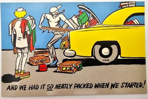 "Neatly Packed" 1950 Car Vacation Suitcases Highway Postcard- Frye & Smith H-424 - Picture 1 of 4
