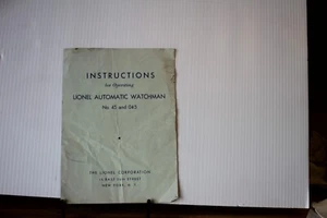 Instructions for Operating Lionel Automatic Watchman (COPY ONLY) (45) - Picture 1 of 1
