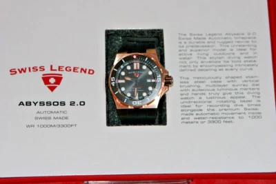 Reloj Swiss Legend Abyssos 2.0 Hecho en Suiza Automático Para Hombre Pro Diver Oro Rosa NUEVO Foto 1 de 4