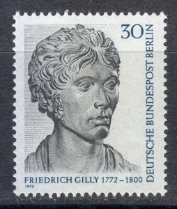 Berlin 1972 MNH Mi 422 Sc 9N327 Friedrich Gilly ,sculptor ** - Picture 1 of 1