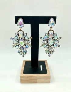 Beautiful Iridescent Drop Earrings - AB Rhinestones Fancy Luxurious - Picture 1 of 4