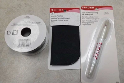 Bolígrafo Singer Doble Marca + Parches de Hierro + Offray Trim Orner, Adorno. Encaje 1,25 pulgadas x3 yardas Foto 1 de 4