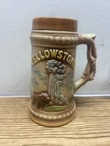 Yellowstone Old Faithful Mug Beer Stein 7" Tall Vintage, Made In Japan - Picture 1 of 9
