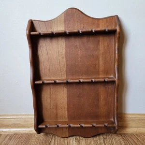 Vintage Wooden Collectible 18 Slot Spoon Holder Wall Display Rack 17" x 10.5" - Picture 1 of 6