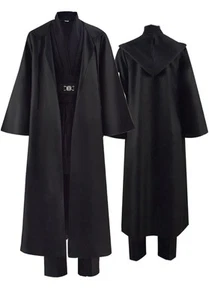 Black Hooded Robe Tunic Uniform Full Set Halloween Costume for Men XL - Picture 1 of 3