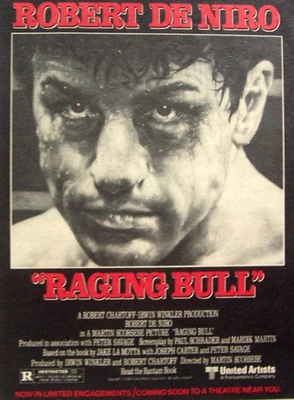 RAGING BULL 复古 1981 年海报广告 ROBERT DE NIRO Martin Scorsese — 第 1/2 张图片