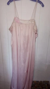 Vintage Lorraine 1970s-80s Satin Nightgown with Floral Embroidery Sz L/XL - Picture 1 of 7