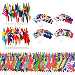 200 Stück Länderflaggen der Welt auf Stöcken, Mini-Handflaggen Nationalflaggen - inklusive... - Bild 1 von 5