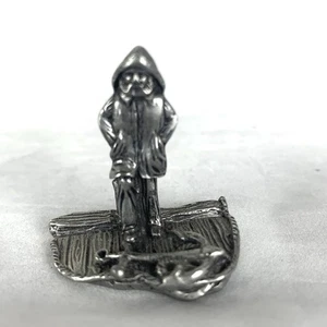 Estatuilla náutica de marinero miniatura pescador de sal antiguo capitán de mar de peltre de colección - Imagen 1 de 5