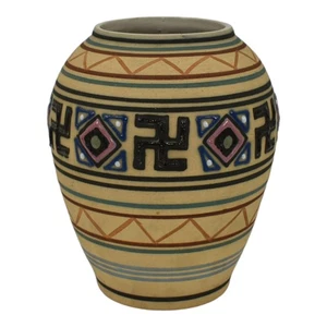 Brush McCoy Zuniart 1924 Art Pottery Native American Design Ceramic Vase 050 - Picture 1 of 6