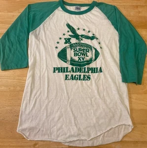 Rare VTG Philadelphia Eagles Superbowl XV 15 1981 Single Stitch T Shirt 80s L - Picture 1 of 8