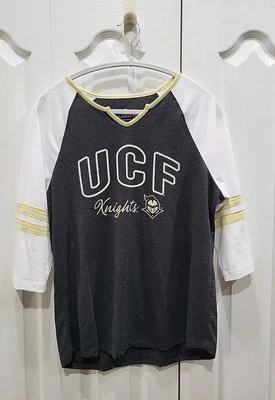 UCF Knights Shirt Women's Size L  3/4 Sleeve Crew Neck White Gray Lightweight  - Image 1 of 4