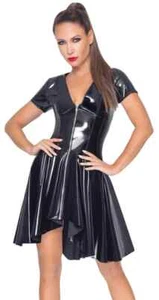 Halbarm-Kleid aus Lack Schwarz Gr. 52/54 (6XL) NEU - Bild 1 von 7