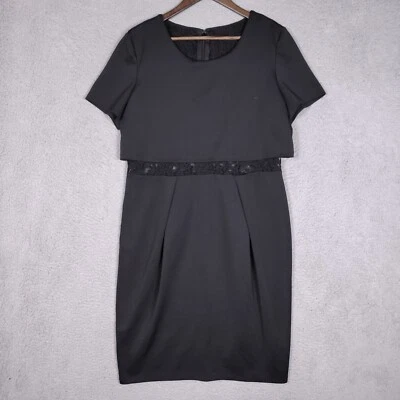 Vestido Robert Rodriguez Para Mujer Grande Negro Encaje Manga Corta Funda Modesto Foto 1 de 4