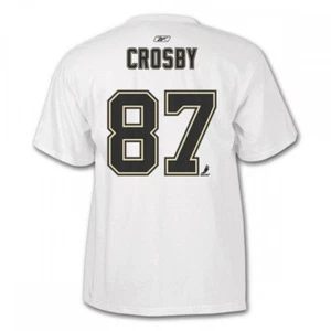 Sidney Crosby Penguins White Reebok Name & Number T-Shirt - White Captain 'C' - Picture 1 of 2
