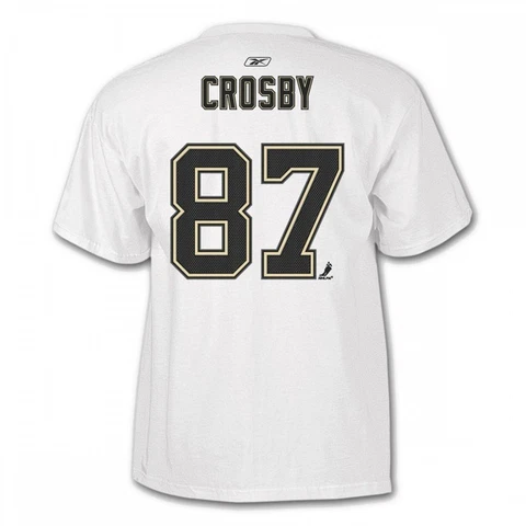 Sidney Crosby Penguins White Reebok Name & Number T-Shirt - White Captain 'C' Cover