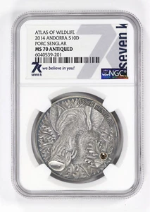 Atlas of Wildlife 2014 Andorra S10D Porc Senglar NGC MS70 Antiqued - Picture 1 of 4