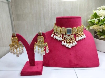VeroniQ Tendencias-Bridal Aspecto Real Thappa Kundan Gargantilla Collar Con Perlas Concha  Foto 1 de 4
