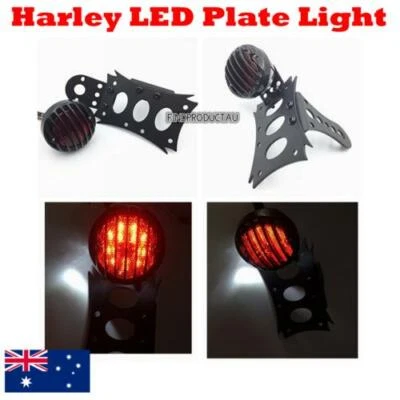 Luz de freno trasera LED de montaje en placa de eje lateral negra Harley Bobber personalizada softail XL Foto 1 de 4