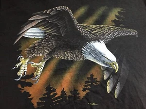 True Vintage 90'S - American Weißkopfseeadler schwebendes Haselwoods T-Shirt - XL - SELTENER PATRIOT - Bild 1 von 6
