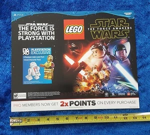 Letrero promocional de exhibición de tienda de videojuegos LEGO STAR WARS PlayStation PS4 2016 promoción - Imagen 1 de 3