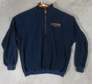 Straight Down Pullover Mens Large Long Sleeve 1/4 Zip USA Sweatshirt Blue Casual - Picture 1 of 3